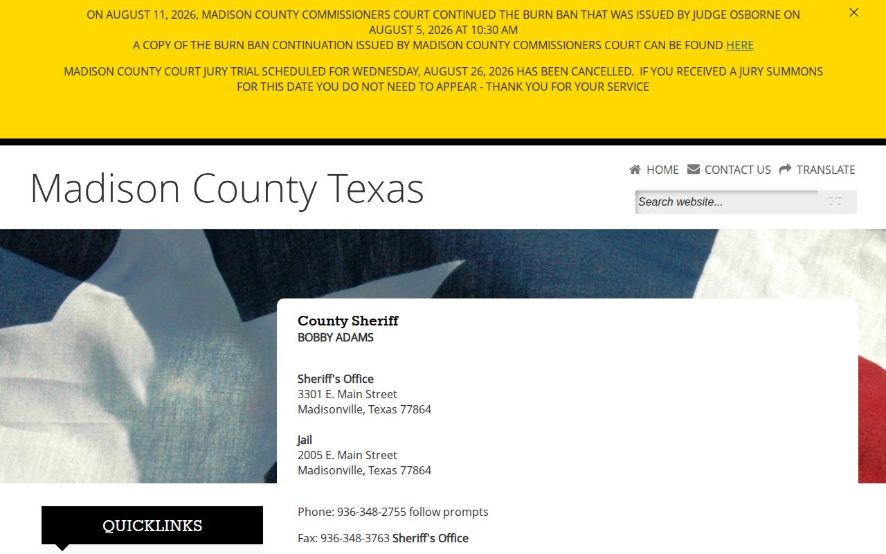 Madison County Sheriff booking-record and jail roster source